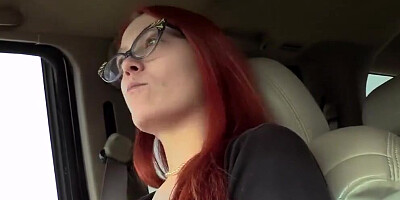 Redhead Amateur with Glasses Fucked and Cum Facial