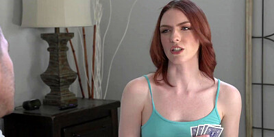 Celestina Blooms blows a horny man and sits on his hard cock