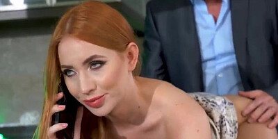 Slutty ginger MILF Lana Roy gives blowjob to her stepson