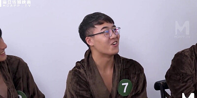 Asian girl sucks a lot of cocks and gets fucked at the party