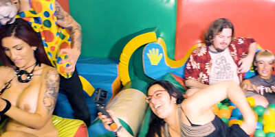 Hot wax ball orgy with beautiful euro girls getting spanked and covered in cumload