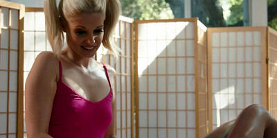 Naughty babes Lacy Spice & Charlotte Stokely are making out on massage table