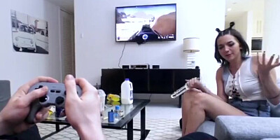 Riley Jean teases her man and gets fucked on that couch