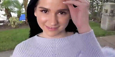 Violet Rain sucks a big cock and gets fucked in the bedroom