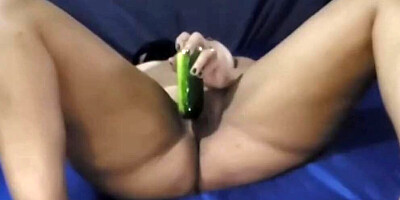 Big Butt Wife Riding After Playing With Cucumber