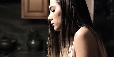 Brunette college babe gets two creampies from a black stud