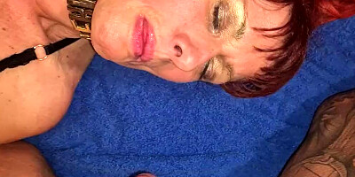 Crazy German Redhead Mature Marie have no Condom sex with Young Guy