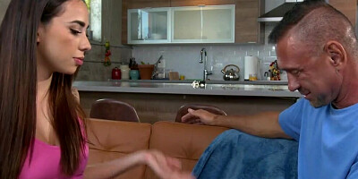 Round ass doll is riding boyfriend's pecker in the bedroom