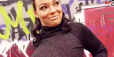 Dirty Priscilla sucks a cock outside and rides it shaking that big ass