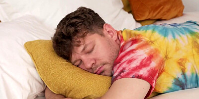 Two babes are so loud they wake up this lad who then fucks them