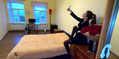 Petite girl takes some selfies before being fucked to the balls