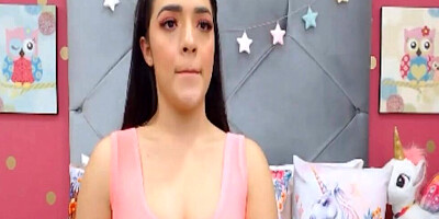 Solo girl with a pretty face is about to masturbate using a big dildo