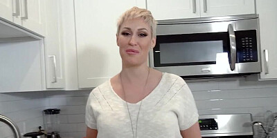 Short-haired MILF Ryan Keely is getting shagged in the kitchen