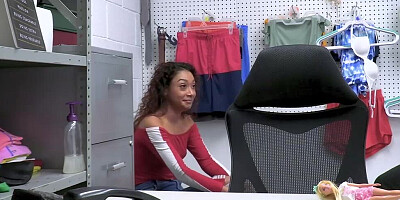 Ebony sweetheart got naked in the cop's office and shafted by his cock