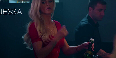 Bubble butt blonde Jessa Rhodes is double penetrated by two studs