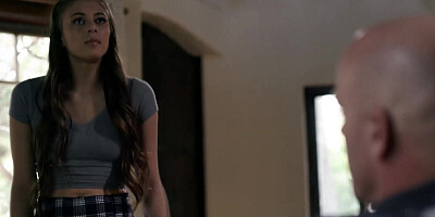 Teen girl is spanked and sexually punished by her perverted stepdad