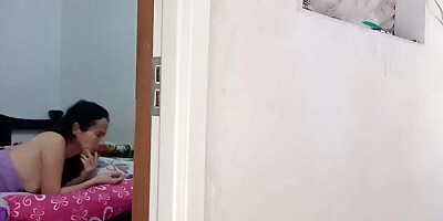 Sharing a room with stepson turned into an anal creampie behind the cuckold's back
