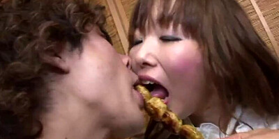 Japanese MILF is groped, licked and fucked by a stepson