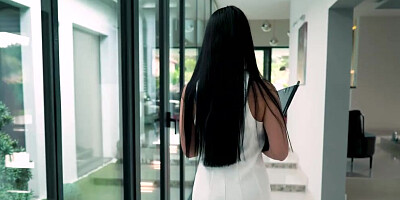 Busty brunette Nelly Kent is tit-fucked on live webcam show