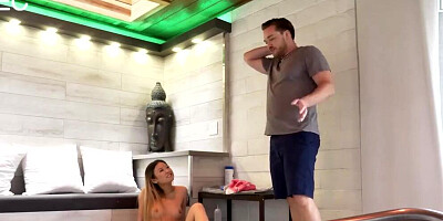 Tiny asian stepsis lulu chu chokes on dick
