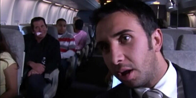 Chubby MILF Lilly Lovely is fucking with stranger in airplane toilet