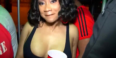 Drunk chubby girls are kissing and making out at the party