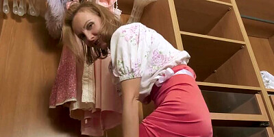 AuntJudys - 40yo Petite Blonde MILF Irena - Upskirt Masturbation