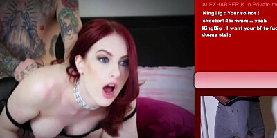 Ginger Alex Harper worships a big black cock and gets shagged