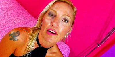 Superb German babe gets sprayed with cum after a hard anal bang