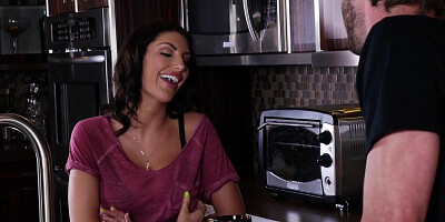 Horny babe August Ames sucks a cock and gets hammered in hardcore video