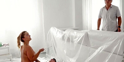 Voluptuous Liza gets fucked by her tiny stepbro