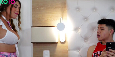 I find my stepbrother on a dating app and I seduce him to fuck him and make him fill me with his cum