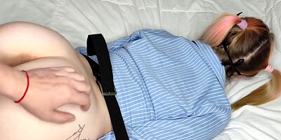 Big ass amateur babe is restrained and has her pussy dominated from behind