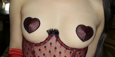 Eri Kitami in Red Satin Gloves