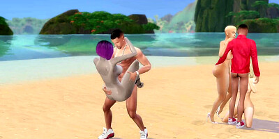 3D cartoon shows horny girls having wild sex on the beach
