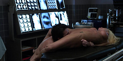 Hot blonde nurse is getting fucked in the X ray room by a doctor