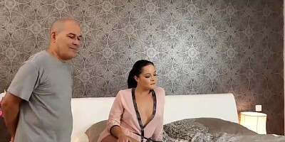 Pretty brunette cheats on BF with his old daddy