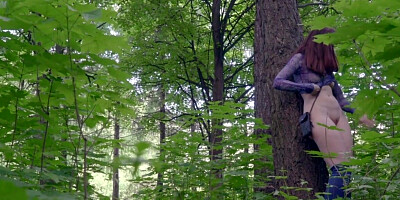 Sweet Russian girl enjoys walking naked in the forest