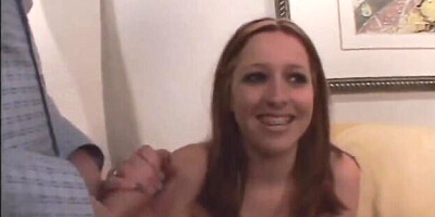 Smiling treasure at cumshot movie