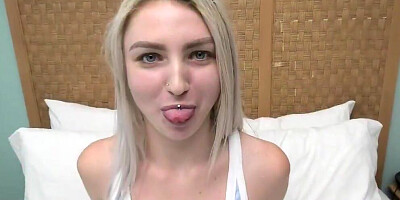 This POV features a sexy Latina teen with some hair on her pussy