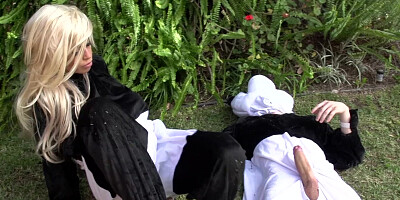 Gorgeous couple put on panda costumes for their kinky fuck session