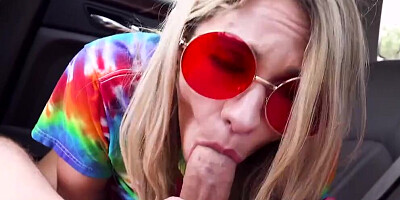 Lovely Khloe Kapri sucks a dick and rides it in the car