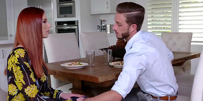 Slutty redhead MILF is having sex with her lucky stepson