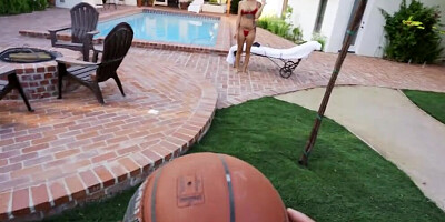 Blonde bombshell Alison Avery fucks with a lucky pool boy