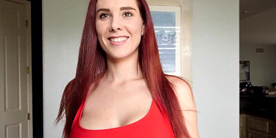 Redhead girl with natural curves participates in a spectacular banging session