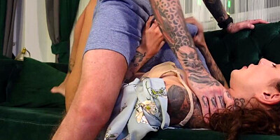 Naughty tattooed doll gets shagged from behind by his partner