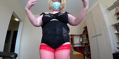 MILF fuck with strap-on girlfriend MILF with big boobs and big ass. POV