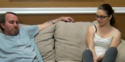 Nerdy girl sucks stepdad's dick and gives him some wet pussy