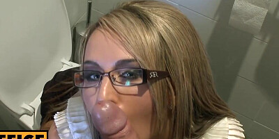 Aleska Diamond is a slutty office girl who gets nailed in the toilet