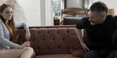 Middle-aged daddy is seduced by his hot teen redhead into having sex